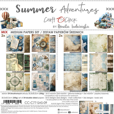 Craft O'Clock Summer Adventures 8x8 Inch Medium Papers Set (CC-C77-SAS-09)