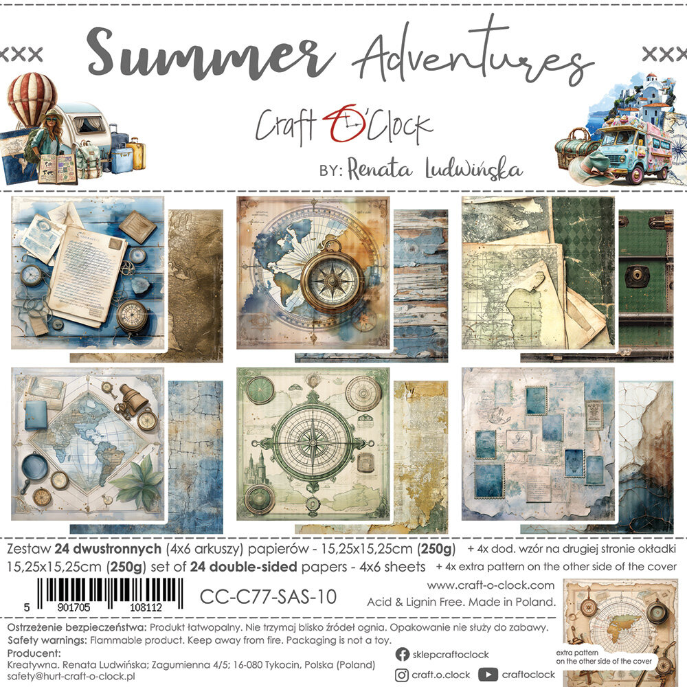 Craft O'Clock Summer Adventures 6x6 Inch Paper Set (CC-C77-SAS-10) Craft O'Clock Summer Adventures 6x6 Inch Paper Set (CC-C77-SAS-10)