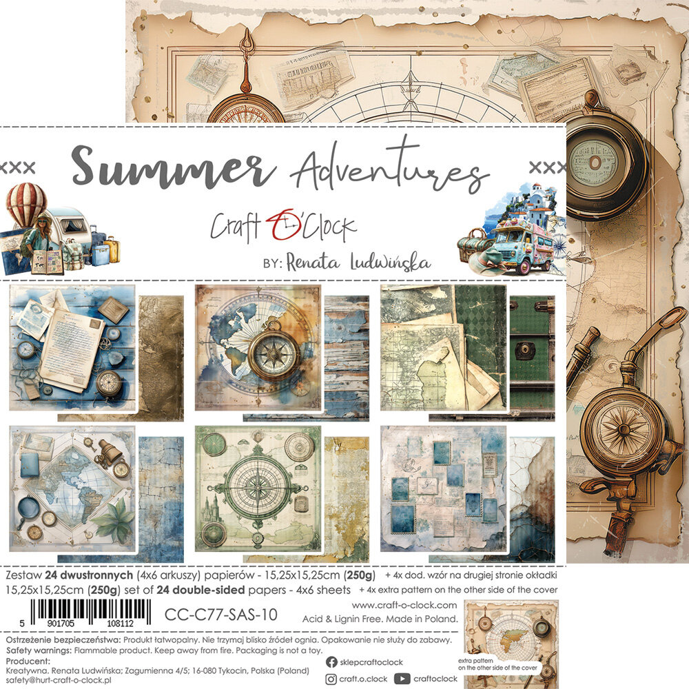 Craft O'Clock Summer Adventures 6x6 Inch Paper Set (CC-C77-SAS-10) Craft O'Clock Summer Adventures 6x6 Inch Paper Set (CC-C77-SAS-10)