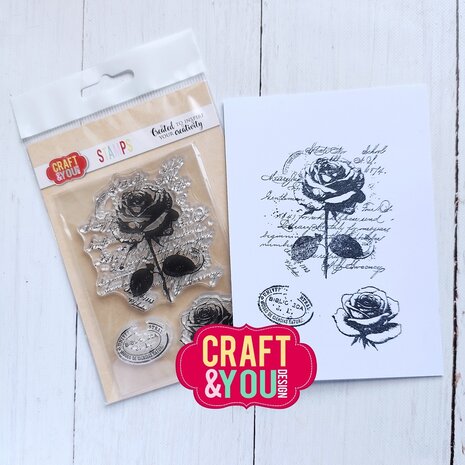 Craft & You Clear Stamp Vintage Rose (CS052)