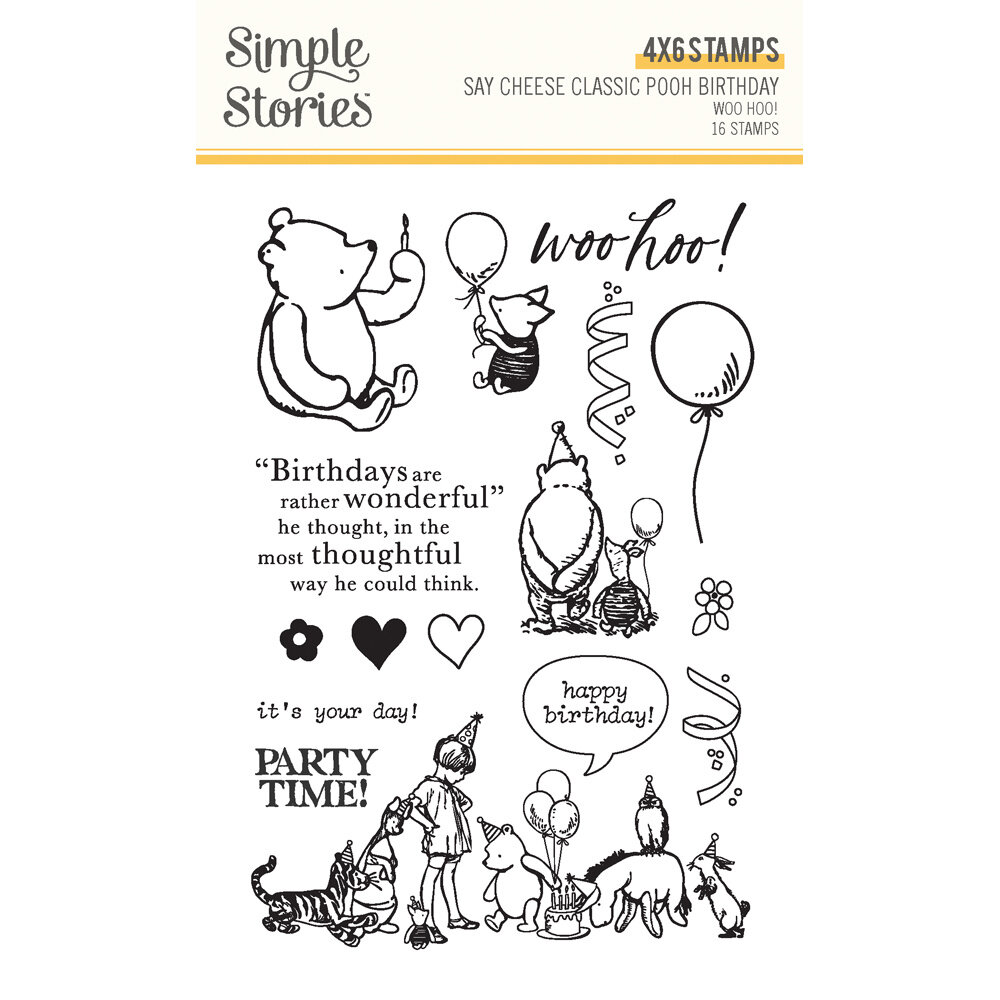 Simple Stories Say Cheese Classic Pooh Birthday Stamps Woo Hoo! (24816) Simple Stories Say Cheese Classic Pooh Birthday Stamps Woo Hoo! (24816)