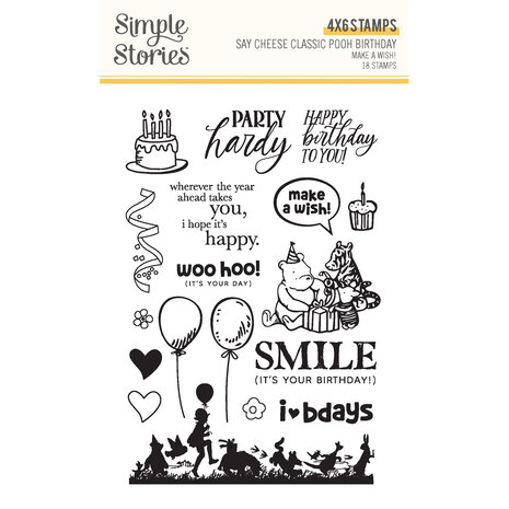 Simple Stories Say Cheese Classic Pooh Birthday Stamps Make A Wish! (24817)