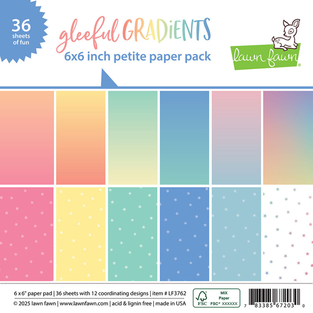 Lawn Fawn Gleeful Gradients 6x6 Inch Paper Pack (LF3762)