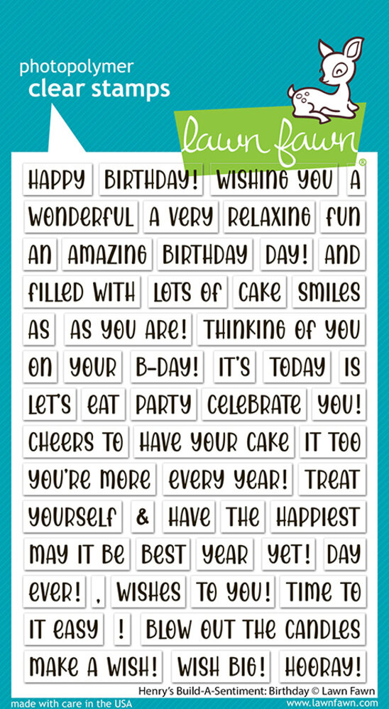 Lawn Fawn Henry's Build-A-Sentiment Birthday Clear Stamps (LF3776)