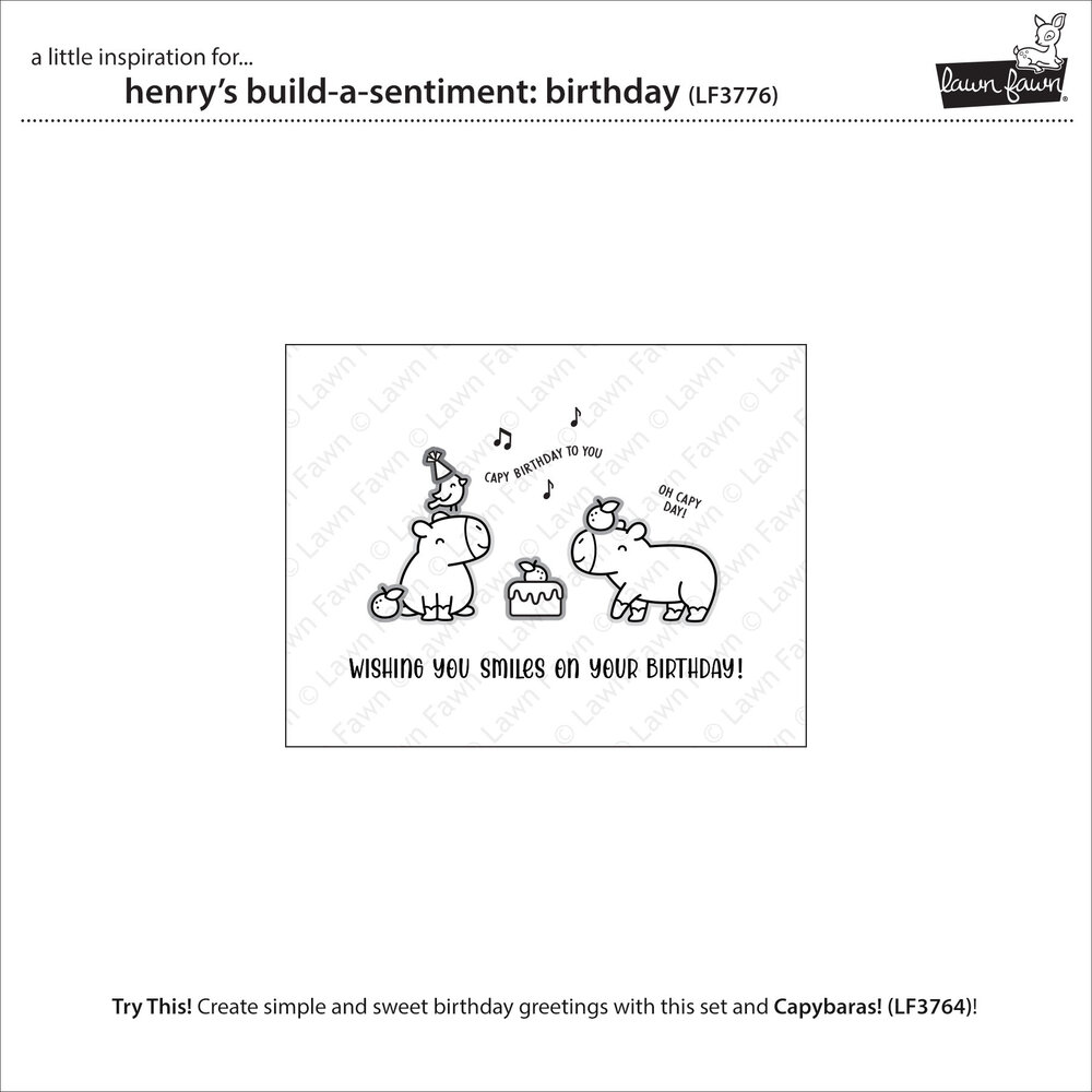 Lawn Fawn Henry's Build-A-Sentiment Birthday Clear Stamps (LF3776)