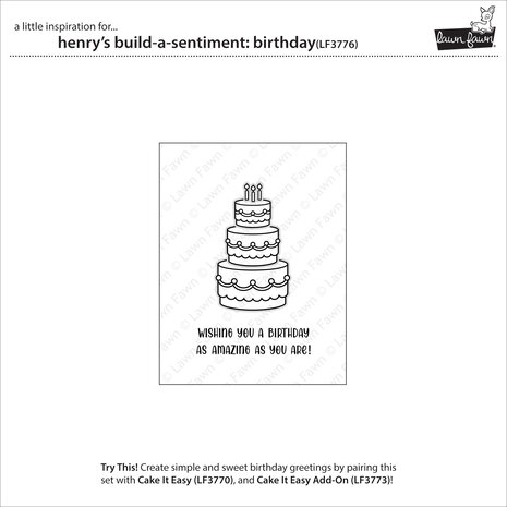 Lawn Fawn Henry's Build-A-Sentiment Birthday Clear Stamps (LF3776)