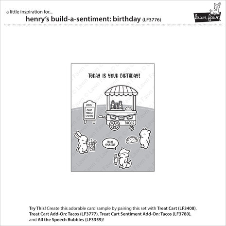 Lawn Fawn Henry's Build-A-Sentiment Birthday Clear Stamps (LF3776)