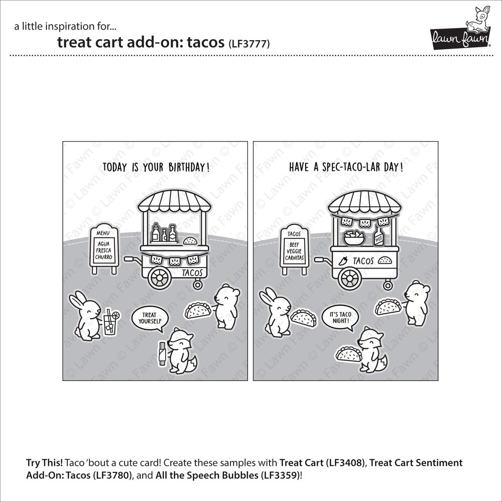 Lawn Fawn Treat Cart Add-On Tacos Clear Stamps (LF3777)