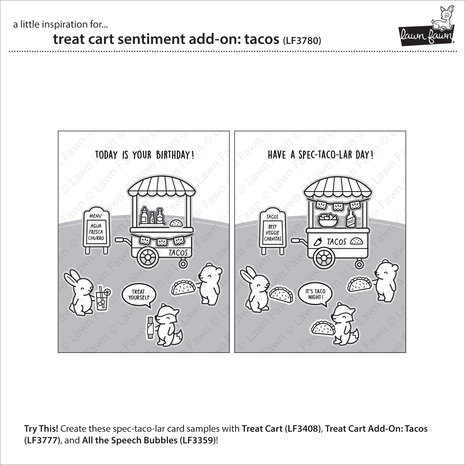 Lawn Fawn Treat Cart Sentiment Add-On Tacos Clear Stamps (LF3780) Lawn Fawn Treat Cart Sentiment Add-On Tacos Clear Stamps (LF3780)