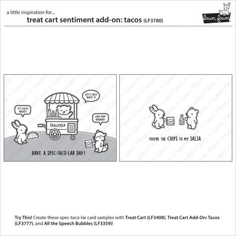 Lawn Fawn Treat Cart Sentiment Add-On Tacos Clear Stamps (LF3780) Lawn Fawn Treat Cart Sentiment Add-On Tacos Clear Stamps (LF3780)