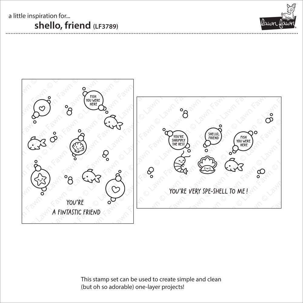 Lawn Fawn Shello Friend Clear Stamps (LF3789)