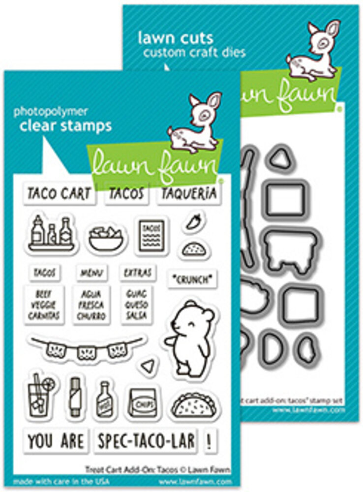 Lawn Fawn Treat Cart Add-On Tacos Stamp & Die DUO (LF3778) Lawn Fawn Treat Cart Add-On Tacos Stamp & Die DUO (LF3778)