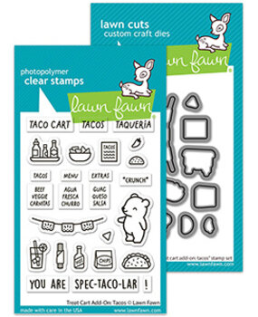Lawn Fawn Treat Cart Add-On Tacos Stamp & Die DUO (LF3778) Lawn Fawn Treat Cart Add-On Tacos Stamp & Die DUO (LF3778)