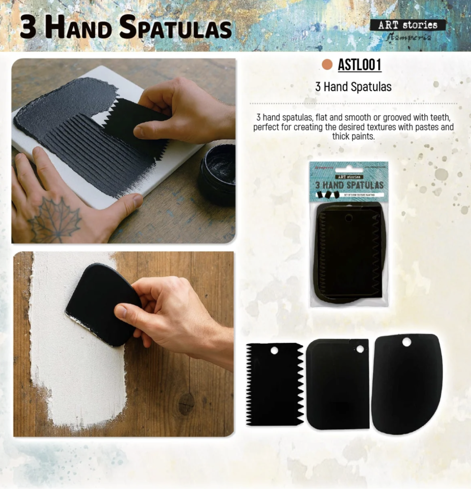 Stamperia Art Stories 3 Hand Spatulas (ASTL001) Stamperia Art Stories 3 Hand Spatulas (ASTL001)