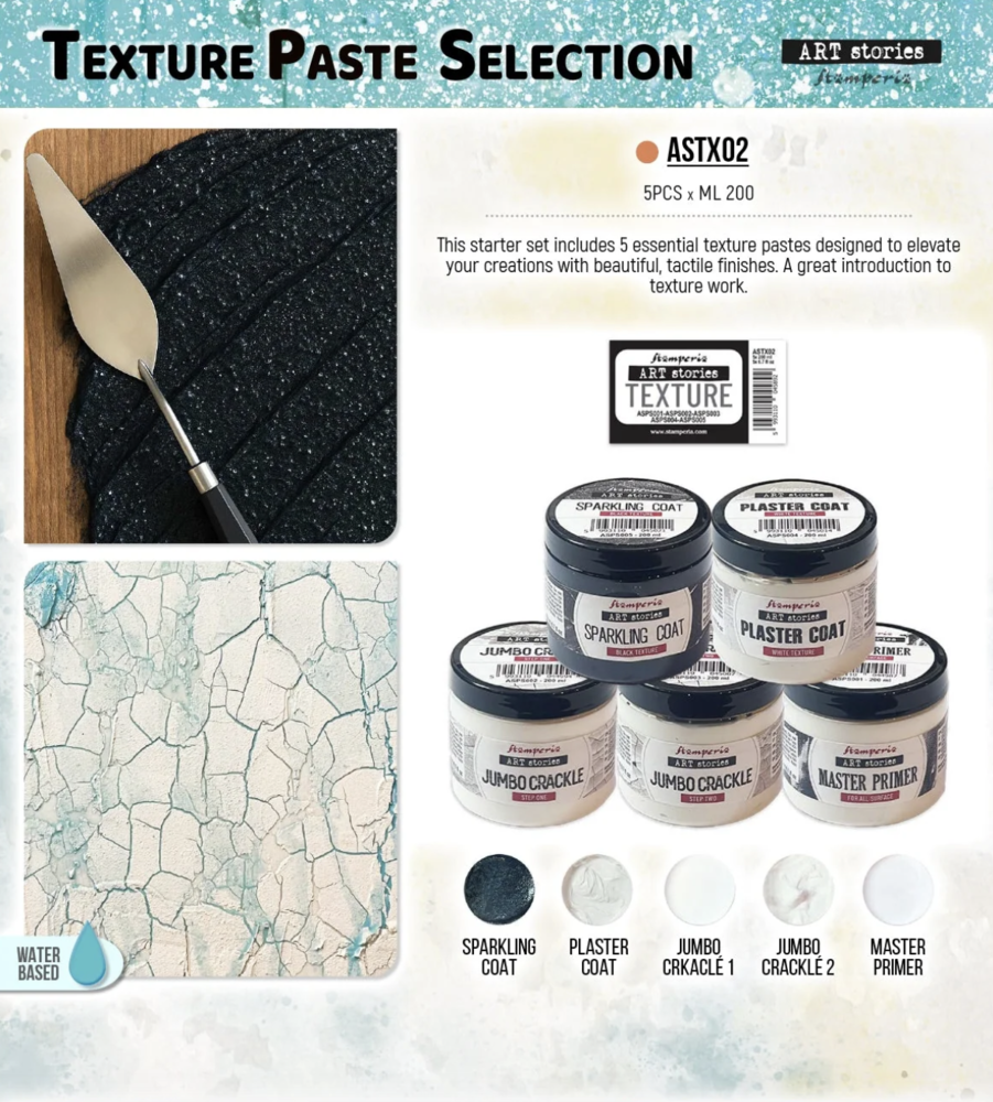 Stamperia Art Stories Texture Paste Selection (5pcs) (ASTX02) Stamperia Art Stories Texture Paste Selection (5pcs) (ASTX02)