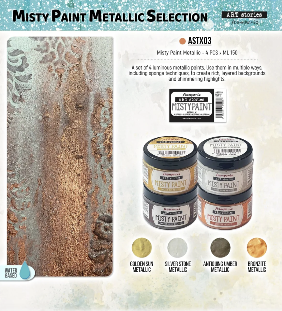 Stamperia Art Stories Misty Paint Metallic Selection (4pcs) (ASTX03) Stamperia Art Stories Misty Paint Metallic Selection (4pcs) (ASTX03)