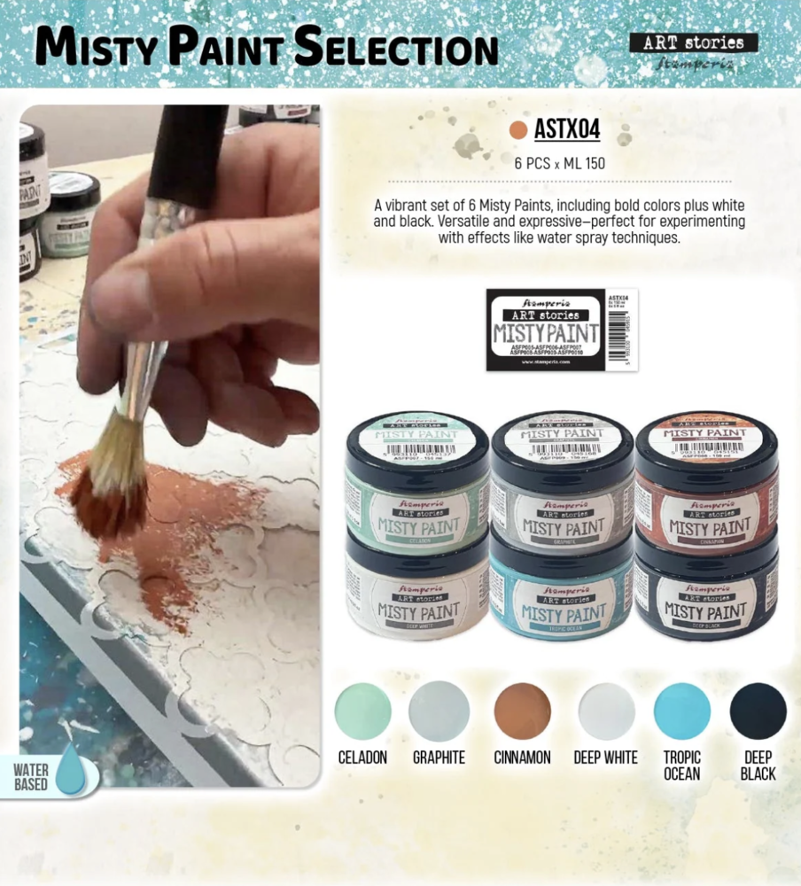 Stamperia Art Stories Misty Paint Selection (6pcs) (ASTX04) Stamperia Art Stories Misty Paint Selection (6pcs) (ASTX04)