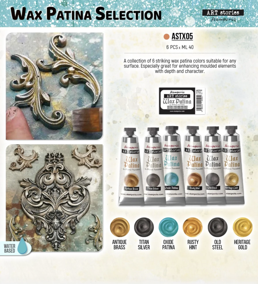 Stamperia Art Stories Wax Patina Selection (6pcs) (ASTX05) Stamperia Art Stories Wax Patina Selection (6pcs) (ASTX05)