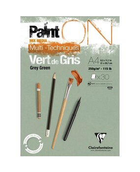 Clairefontaine PaintON Mixed Media Papier A4 Grijsgroen (975705C) Clairefontaine PaintON Mixed Media Papier A4 Grijsgroen (975705C)