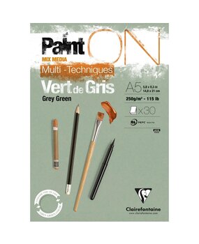 Clairefontaine PaintON Mixed Media Papier A5 Grijsgroen (975704C) Clairefontaine PaintON Mixed Media Papier A5 Grijsgroen (975704C)