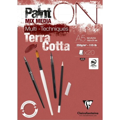 Clairefontaine PaintON Mixed Media Papier A5 Terracotta (976152C)