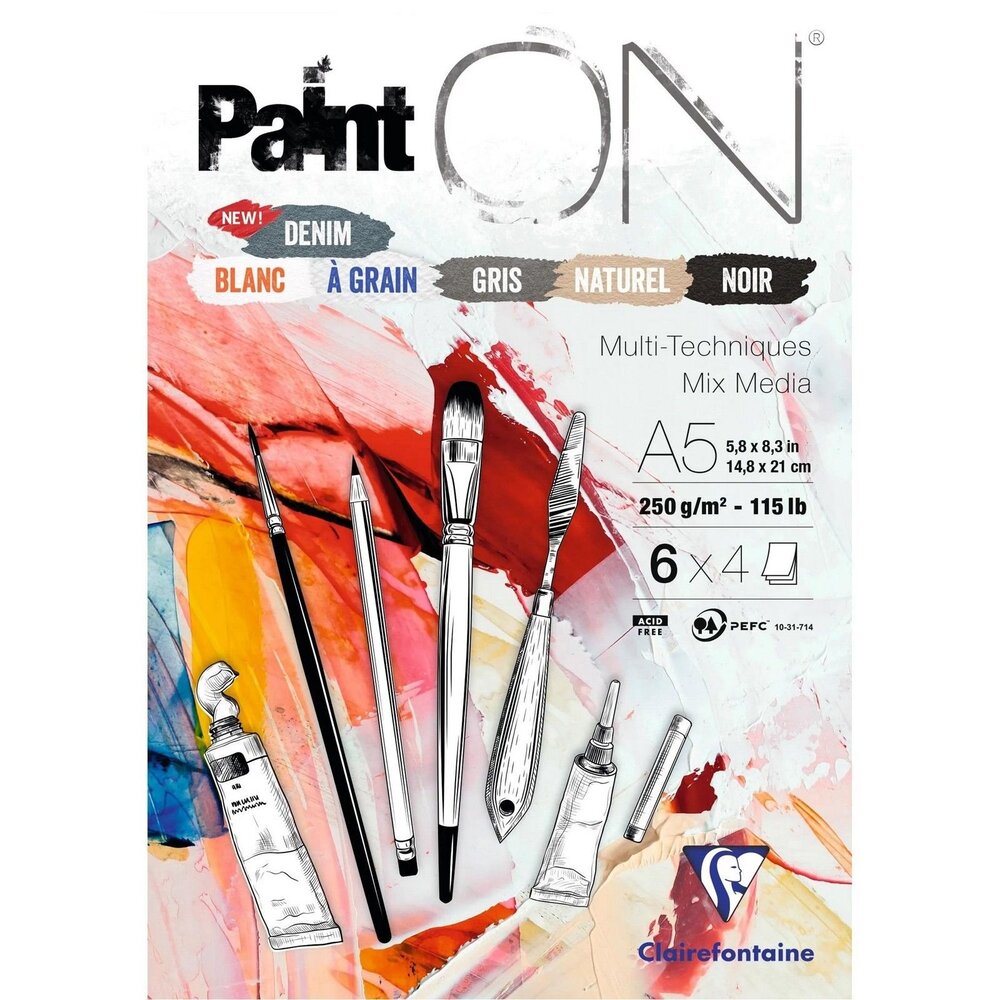 Clairefontaine PaintON Mixed Media Papier A5 Assorti (975409C)