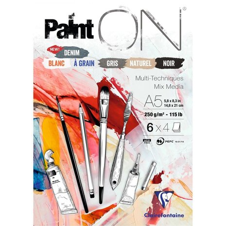 Clairefontaine PaintON Mixed Media Papier A5 Assorti (975409C)