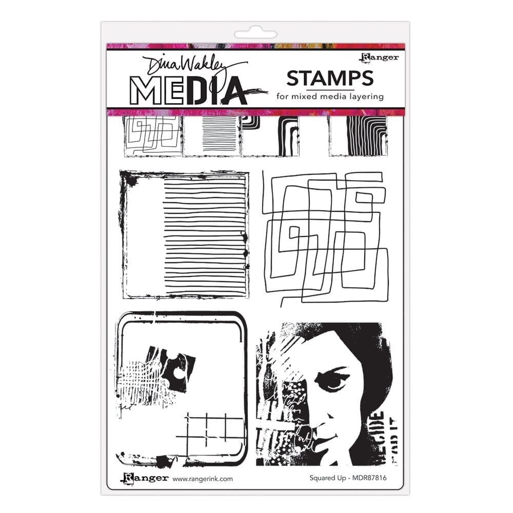 Dina Wakley MEdia Cling Stamps Squared Up (MDR87816)