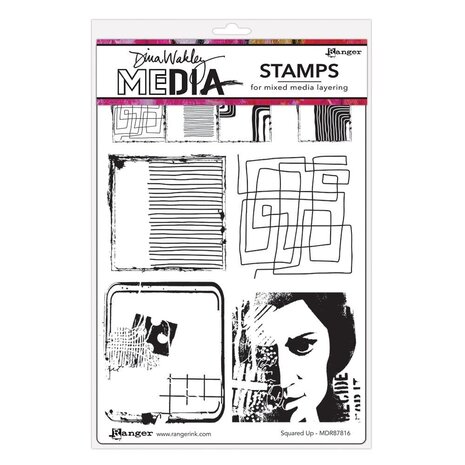 Dina Wakley MEdia Cling Stamps Squared Up (MDR87816)