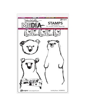 Dina Wakley MEdia Cling Stamps Scribbly Bears (MDR89872) Dina Wakley MEdia Cling Stamps Scribbly Bears (MDR89872)