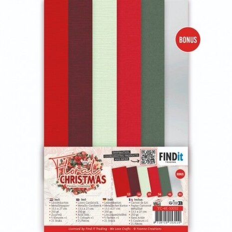 Yvonne Creations Floral Christmas 4K Linen Cardstock Pack (YC-4K-10032)