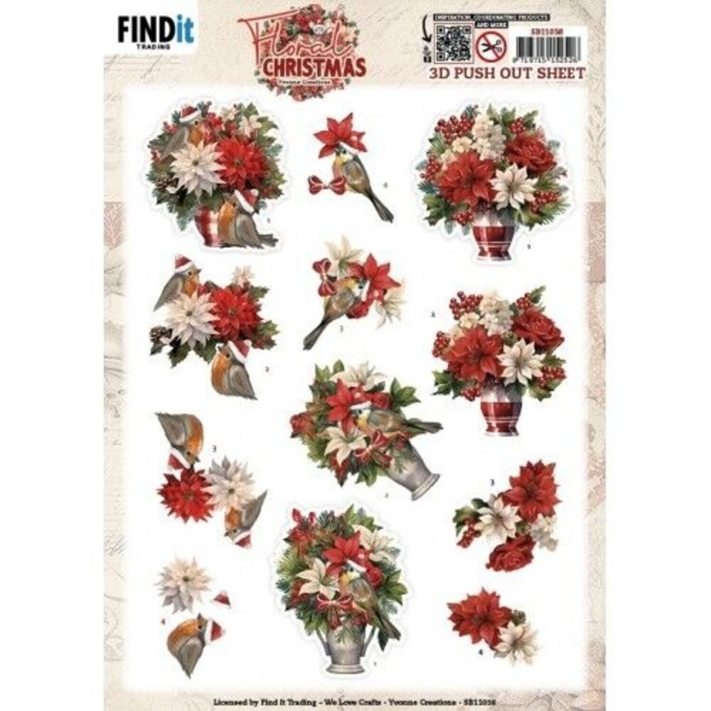 Yvonne Creations Floral Christmas 3D Push Out Floral Vase (SB11038) Yvonne Creations Floral Christmas 3D Push Out Floral Vase (SB11038)