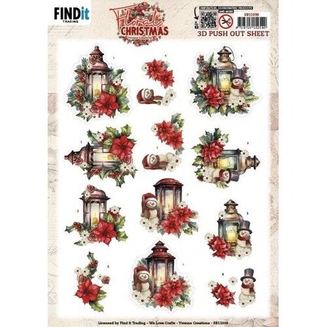 Yvonne Creations Floral Christmas 3D Push Out Floral Lantern (SB11039)