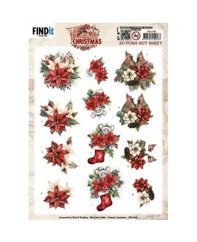 Yvonne Creations Floral Christmas 3D Push Out Floral Poinsettia (SB11040)