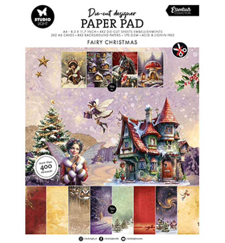 Studio Light Essentials Fairy Christmas A4 Die-Cut Paper Pad (SL-ES-DCPP344) Studio Light Essentials Fairy Christmas A4 Die-Cut Paper Pad (SL-ES-DCPP344)