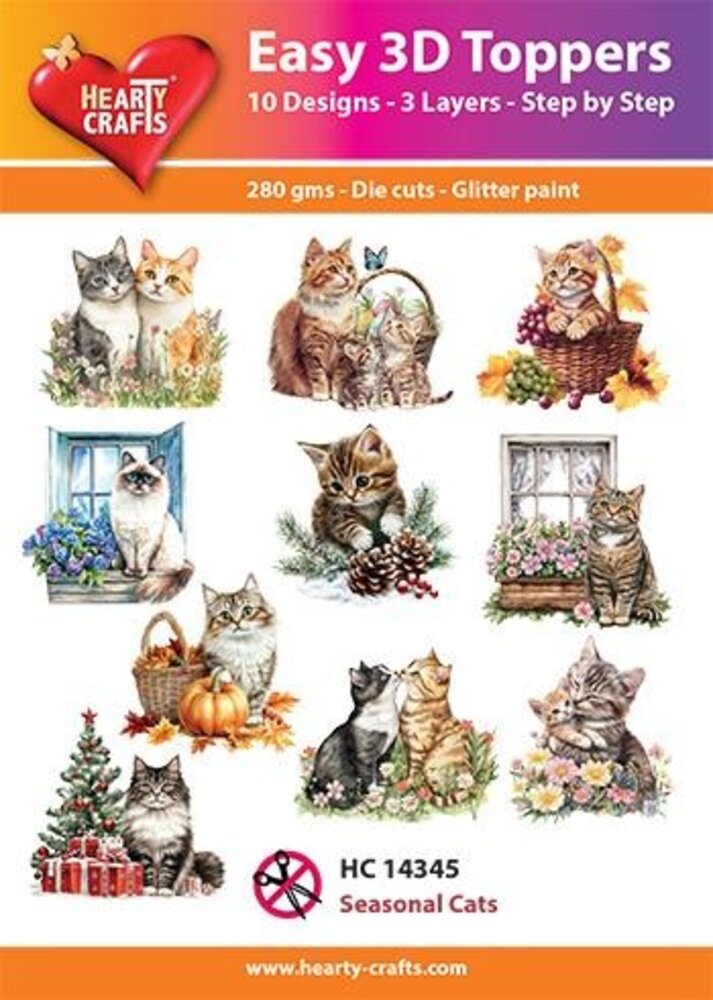 Hearty Crafts Easy 3D Toppers Seasonal Cats (HC14345) Hearty Crafts Easy 3D Toppers Seasonal Cats (HC14345)