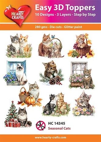 Hearty Crafts Easy 3D Toppers Seasonal Cats (HC14345) Hearty Crafts Easy 3D Toppers Seasonal Cats (HC14345)