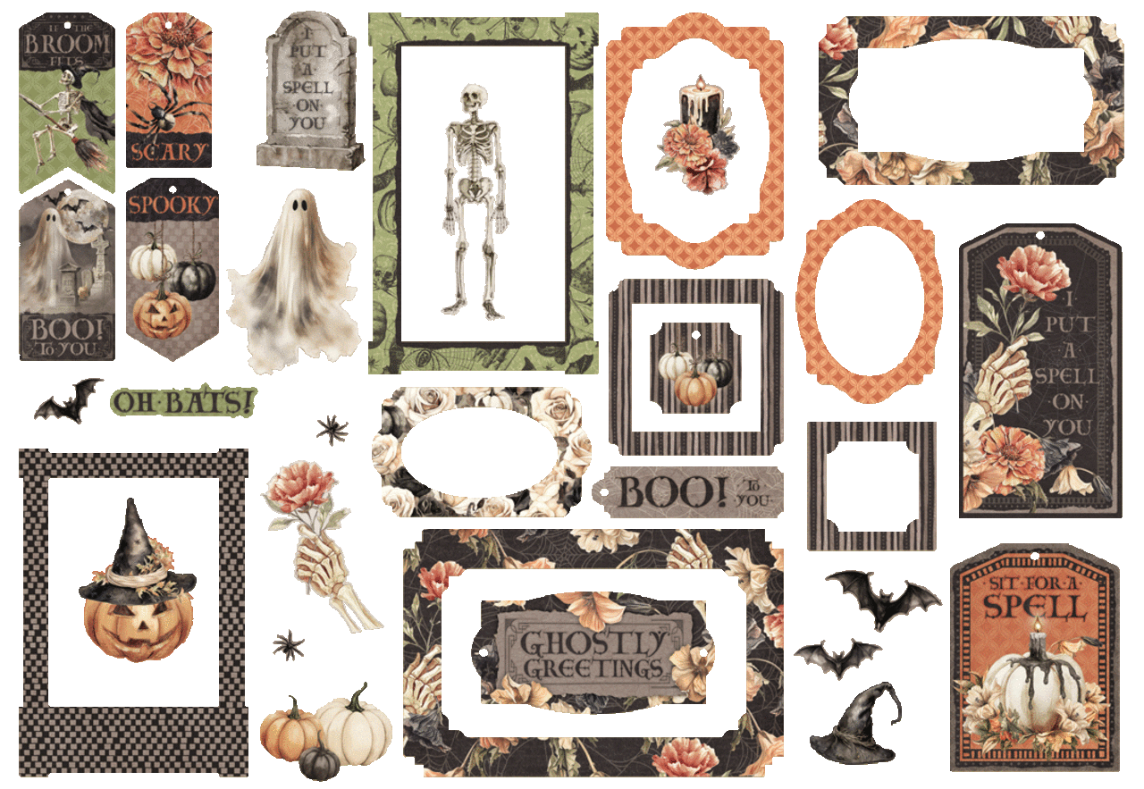 Graphic 45 Ghostly Greetings Chipboard Pieces Tags & Frames (4503078) Graphic 45 Ghostly Greetings Chipboard Pieces Tags & Frames (4503078)