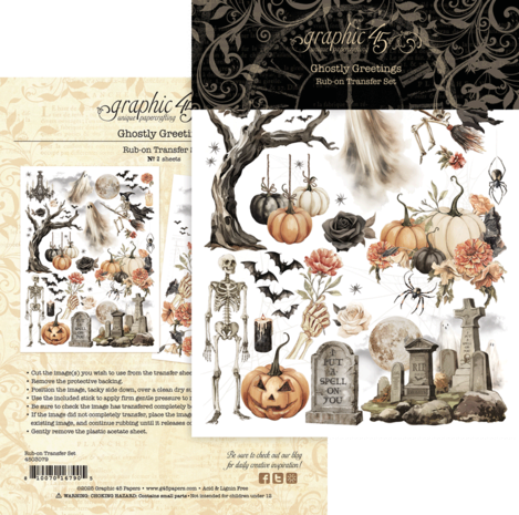 Graphic 45 Ghostly Greetings Rub-on Transfers (4503079) Graphic 45 Ghostly Greetings Rub-on Transfers (4503079)