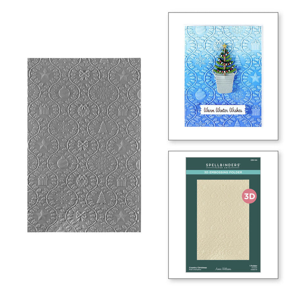 Spellbinders Country Christmas 3D Embossing Folder (E3D-144) - Paperpads.nl