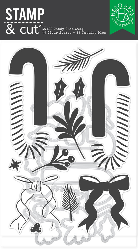 Hero Arts Candy Cane Season Candy Cane Swag Clear Stamps & Dies (DC322) Hero Arts Candy Cane Season Candy Cane Swag Clear Stamps & Dies (DC322)