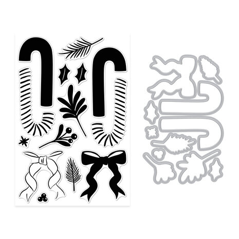 Hero Arts Candy Cane Season Candy Cane Swag Clear Stamps & Dies (DC322) Hero Arts Candy Cane Season Candy Cane Swag Clear Stamps & Dies (DC322)