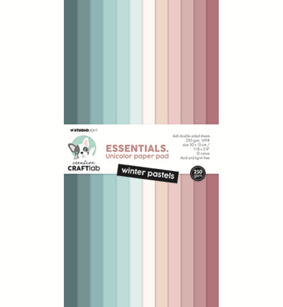 Creative Craftlab Essentials Winter Pastels Slimline Unicolor Paper Pad (CCL-ES-UPP365)