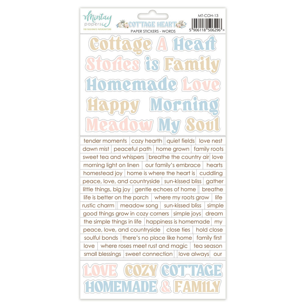 Mintay Cottage Heart 6x12 Inch Paper Stickers Words (MT-COH-13) Mintay Cottage Heart 6x12 Inch Paper Stickers Words (MT-COH-13)
