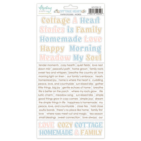 Mintay Cottage Heart 6x12 Inch Paper Stickers Words (MT-COH-13) Mintay Cottage Heart 6x12 Inch Paper Stickers Words (MT-COH-13)