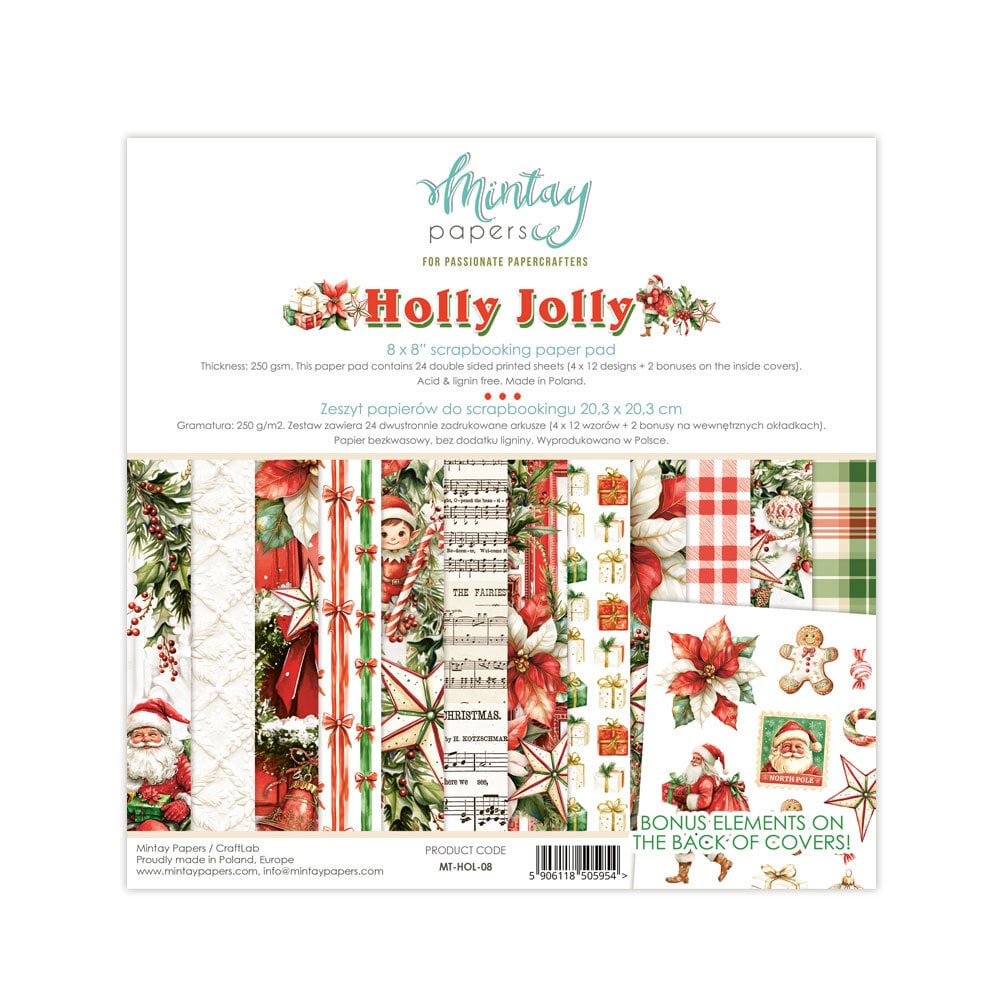 Mintay Holly Jolly 8x8 Inch Paper Pad (MT-HOL-08) Mintay Holly Jolly 8x8 Inch Paper Pad (MT-HOL-08)