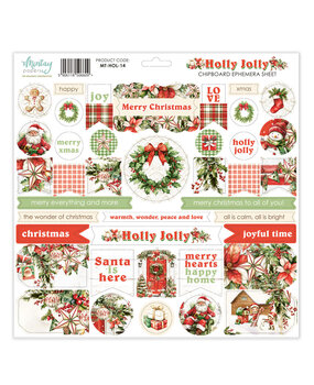 Mintay Holly Jolly 12x12 Inch Chipboard Ephemera Sheet (MT-HOL-14)
