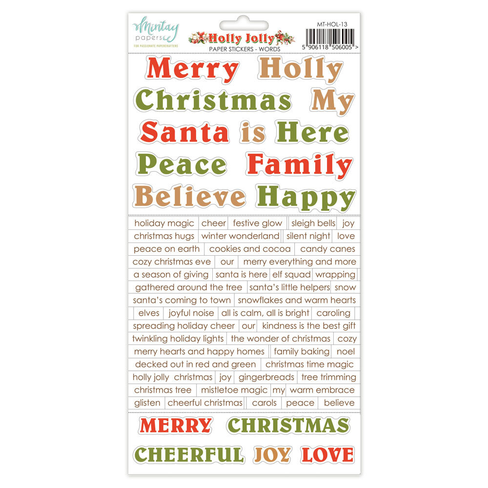Mintay Holly Jolly 6x12 Inch Paper Stickers Words (MT-HOL-13)