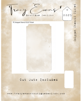 Tracy Evans Ticket 4x4 Inch Snippet Stencil (SS025)