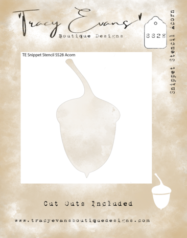 Tracy Evans Acorn 4x4 Inch Snippet Stencil (SS028) Tracy Evans Acorn 4x4 Inch Snippet Stencil (SS028)